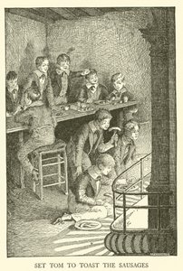 Illusztráció Tom Brown iskolai napjaihoz (metszet) alkotó: Louis John Rhead