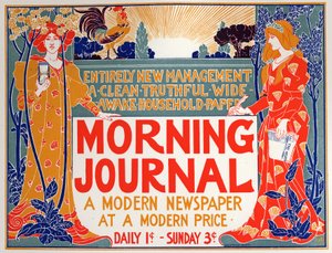 Irodalom. Reggeli Újság, újság. Poszter: Louis Rhead, USA, 1895 körül (plakát) alkotó: Louis John Rhead