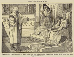 Nátán elmeséli Dávidnak a bűnét alkotó: Louis John Rhead
