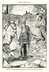 Simei megátkozza Dávidot (litográfia) alkotó: Louis John Rhead