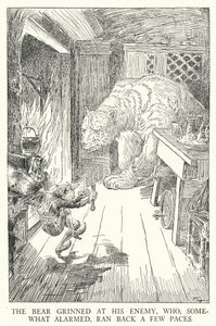 A medve rávigyorgott ellenségére, aki kissé riadtan futott vissza néhány lépést (litho) alkotó: Louis John Rhead