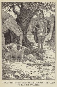 Timon az aranyat adományozta kapitányuknak, hogy fizesse a katonáit alkotó: Louis John Rhead