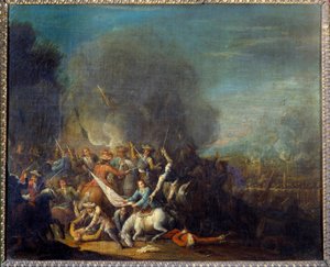 Louis Joseph Watteau csatajelenet festménye Watteau de Lille-ben (1731-1798)