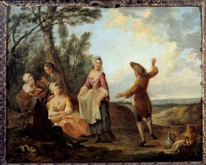 Rusztikus tánc. Louis Joseph Watteau festménye szerint Watteau of Lille (1731-1798)