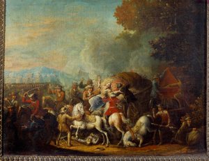 Zsandárok támadása egy szekér ellen Louis Joseph Watteau festménye Watteau de Lille (1731-1798) 18. századi Reims, Musee des Beaux Arts