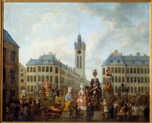 Douai nagy kesztyűjének családja. Louis Joseph Watteau festménye Watteau de Lille-ben (1731-1798)