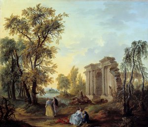 Walk Champetre Painting Louis Joseph Watteau dit Watteau de Lille (1731-1798) 18. század. V 1,02x0,8 m Marseille, Szépművészeti Múzeum