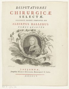 Albrecht von Haller portréja Albert Haller (cím az objektumon) Címlap: Albrecht von Haller, Selected Surgical Discourses, 1755 alkotó: Louis Joubert