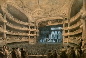 Az Imperiale Zeneakadémia, az Opera színháza a „Robert le Diable” (1831) előadása közben. Színes litográfia.