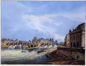 Kilátás a Neuf hídra – Arnout „” Paris en 1837”-ben alkotó: Louis Jules Arnout