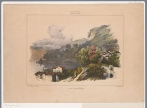 Kilátás a Trasimeno-tóra Olaszországban Lac Trasimène (cím a tárgyon) Villeneuve emlékei Olaszországból (sorozat címe) Villeneuve. Souvenirs d