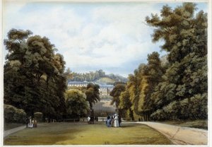 Chateau de Saint Cloud, a park oldala. „Párizsban és környékén” alkotó: Louis Julien Jacottet