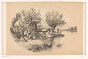 Halászok a tavon Festői séták (sorozat címe) Festői sétányok (sorozat címe az objektumon) alkotó: Louis Julien Jacottet