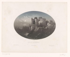 Kilátás a Négy Heemskinderen várának romjaira Château des 4 fils Aymond (Gironde) (cím a tárgyon)