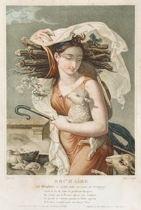 Brumaire (október november), a köztársasági naptár második hónapja, metszet: Tresca, francia, 1794 körül (metszet)