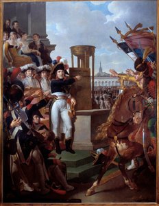 Bonaparte Napóleon (1769-1821) kikiáltja a Cisalpin Köztársaságot Milánóban 1797.09.07. Louis Lafitte (1770-1828) festménye 1797 V. 2,52 x 3,34 m. Aix-sziget, Napóleoni Múzeum