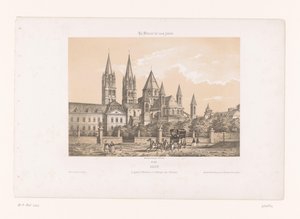 Zicht op de Abbaye aux Hommes és Saint-Étienne Church te Caen Caen. A nagy Et. Etienne, avagy a férfiak apátsága (cím a tárgyon) Hedendaags Frankrijk (sorozat címe) Franciaország manapság (sorozat címe a tárgyon)