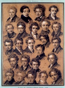 Antoine Jean Gros (1771-1835) festőművész műtermének diákjainak portréja Louis Leopold Boilly (1761-1845) rajza 1820 Párizs, B.N. alkotó: Louis Leopold Boilly