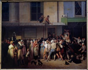 A kétértelmű képregény színházának bejáratánál szabadon ábrázolható Louis Leopold Boilly (1761-1845) festménye, Sun. 0,66x0,80 m. alkotó: Louis Leopold Boilly