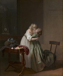 Két fiatal nő csókolózik Két fiatal nő csókolózik, kb. 1790-1794.