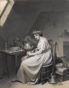 Louis-Léopold Boilly - Fiatal lány kutyával alkotó: Louis Leopold Boilly
