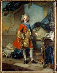 Dauphin Louis de France (1729 - 1765) XV. Lajos fiának teljes alakos portréja a dolgozószobájában. Louis Tocque festménye (1696-1772)