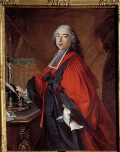 Egy bíró portréja. Az asztalán egy feszület és egy írás kellék. Louis Tocque festménye (1696-1772) alkotó: Louis Tocqué