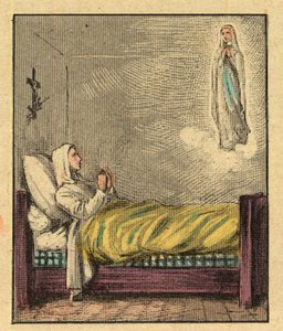 Bernadette Soubirous (1844-1879) - Metszet a „” vallástanításból szemmel. Wonderful Album”, Louis Maitrejean és Georget Ramond - Franciaország 1910
