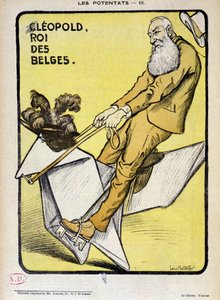 Leopold, a belgák királyának portréja papírlovon - Louis Malteste, a „La Vie en Rose” című művében, 1902.09.03. alkotó: Louis Malteste