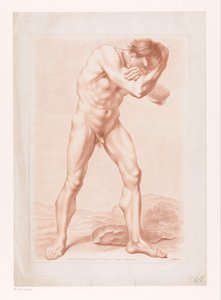 Álló meztelen férfi karba font karral a feje körül alkotó: Louis Marin Bonnet (attributed to)
