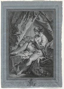 Fiatal nő ül egy ágyon, 1764-1767. alkotó: Louis Marin Bonnet