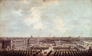 Kilátás a XV. Lajos térre (jelenlegi Place de la Concorde Párizsban, akvarell: Louis Nicolas de Lespinasse (1734-1808) 1778 Párizs, Musee Carnavalet