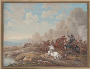 Lovassági csata egy folyó mellett alkotó: Louis Nicolas van Blarenberghe