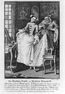 The Harlots Nurse vagy Modern Procuress, pub. 1750 (bw metszet)