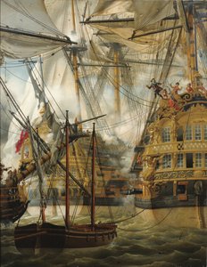 A HMS Cumberland a Le Lys és a La Gloire ellen harcol, 1827