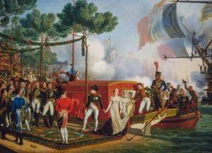 Napóleon Bonaparte és Marie Louise partra száll Antwerpenben alkotó: Louis Philippe Crepin