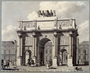 Kilátás a párizsi körhinta diadalívére. Pierre Louis Balard (1764-1846) rajza tollal és tintával mosással alkotó: Louis Pierre Baltard