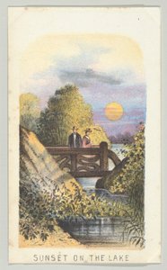 Naplemente a tavon, a Views in Central Park, New York, 2. rész, 1864 sorozatból. alkotó: Louis Prang
