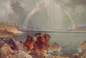 Yellowstone Lake, 1875 körül (kromolitográfia) alkotó: Louis Prang