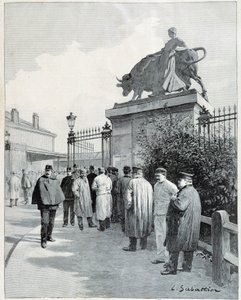Sztrájkolók a Villette-i vágóhídon alkotó: Louis Remy Sabattier