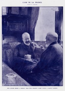 VII. Edward király vonatúton Emile Loubet francia elnökkel (litho) alkotó: Louis Remy Sabattier