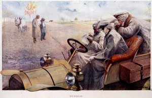 Elveszett! Utazók, akik vidéken keresik az utat. Louis Remy Sabattier (1863-1935) metszete, a XX. század eleje. Párizs, Musee Carnavalet