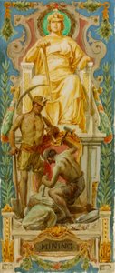 Bányászat (tanulmány a panel számára, Régi Szenátusi Irodaház) alkotó: Louis Schaettle