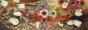 Kökörcsin és fehér tulipán; Kökörcsin és fehér tulipán alkotó: Louis Valtat