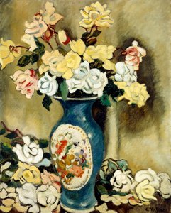 Csokor vörös rózsa kék vázában, 1920 körül (olaj, vászon) alkotó: Louis Valtat
