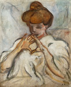 Nő egy hajú Chignon; Nő zsemlével alkotó: Louis Valtat