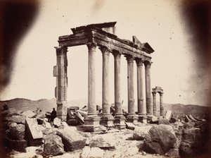 Mauzóleum az oszlopcsarnok nyugati végén, Pálmyra, 1864 (fénykép) alkotó: Louis Vignes
