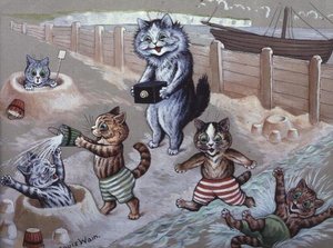 A tengerben fürdő macskák alkotó: Louis Wain