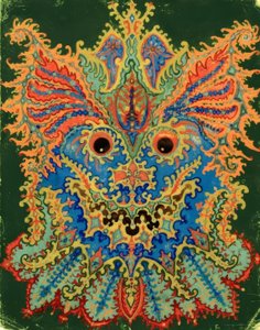 Kaleidoszkóp macskák: macska minta zölden alkotó: Louis Wain
