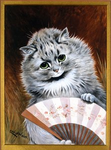 Flörtöl a ventilátorral (akvarell) alkotó: Louis Wain